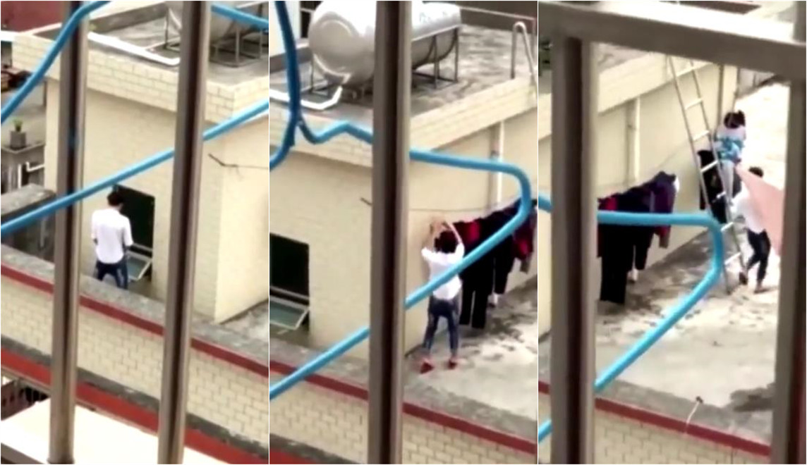 变态男偷内裤又打打飞机，关完如无其事放回去